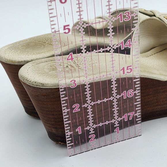 Tory Burch Selma White Leather Wedge Slides Sandals Size 10 - Picture 11 of 12